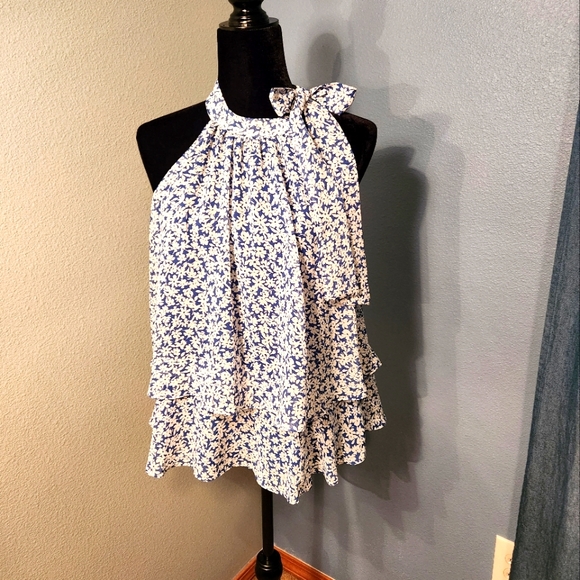 CeCe Tops - Floral Ruffle blouse